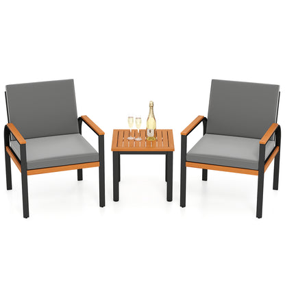 3 Piece Patio Furniture Set Outdoor Conversation Set with Coffee Table-Grey, Gray Patio Conversation Sets at Gallery Canada