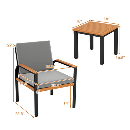 3 Piece Patio Furniture Set Outdoor Conversation Set with Coffee Table-Grey, Gray Patio Conversation Sets at Gallery Canada