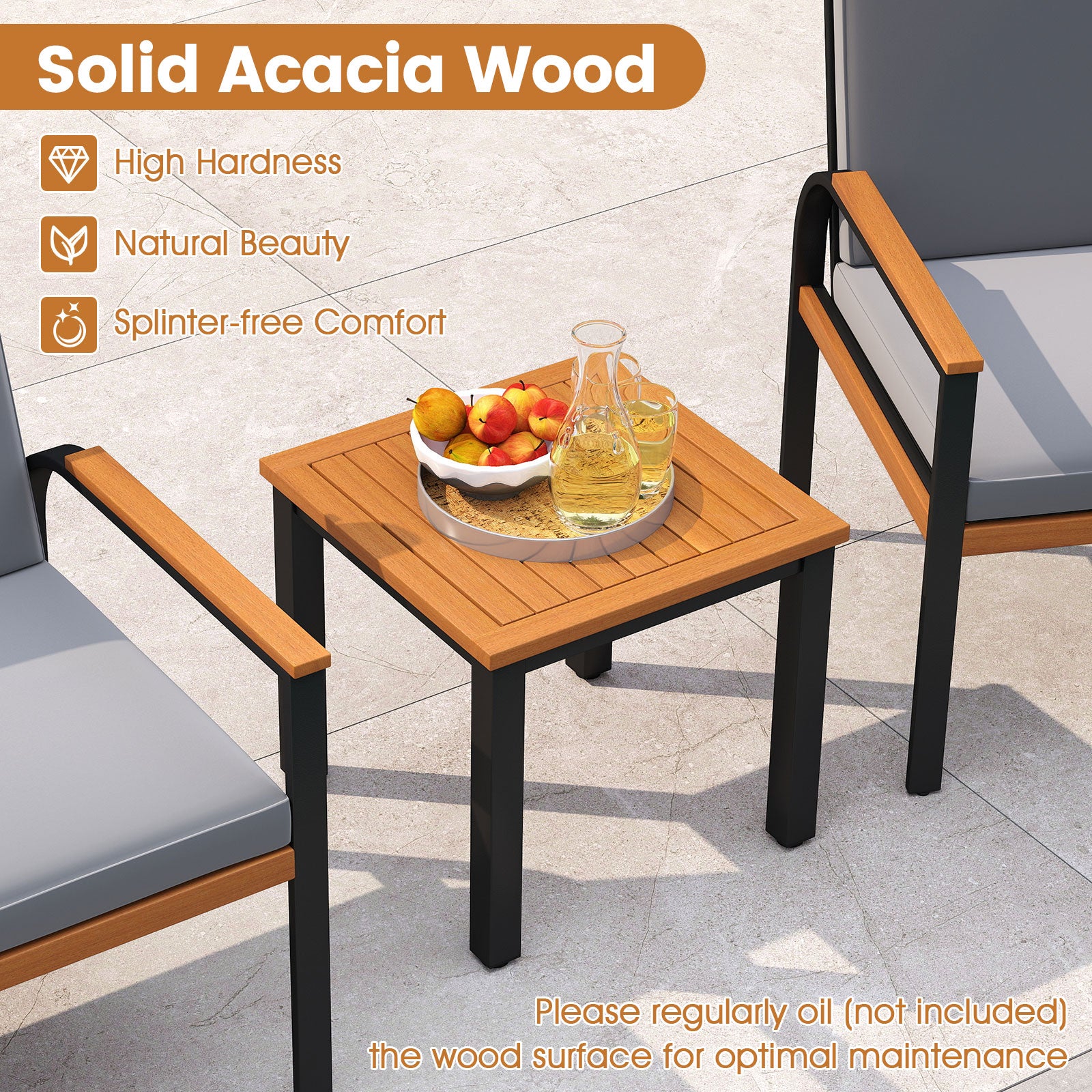 3 Piece Patio Furniture Set Outdoor Conversation Set with Coffee Table-Grey, Gray Patio Conversation Sets at Gallery Canada