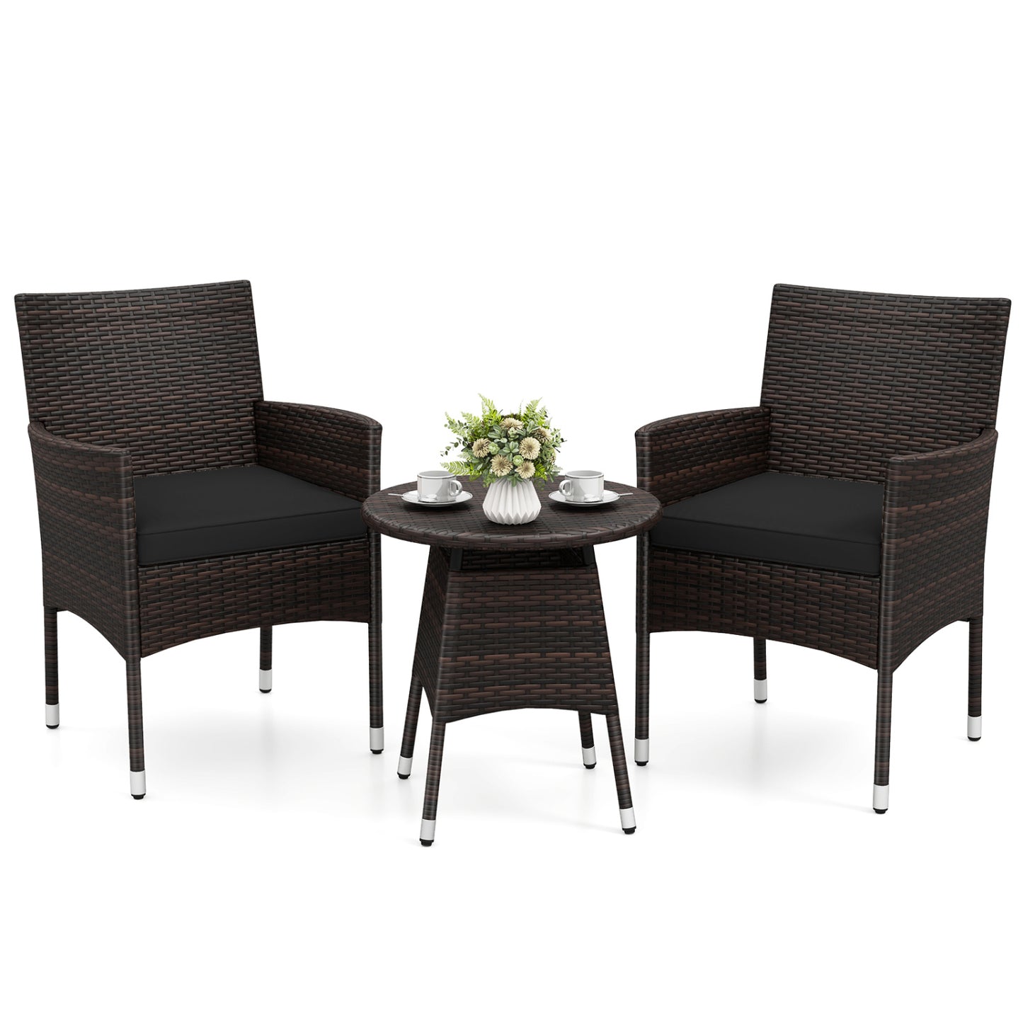 3 Piece Patio Furniture Set, Bistro Set For Porch, Black Patio Conversation Sets Black at Gallery Canada
