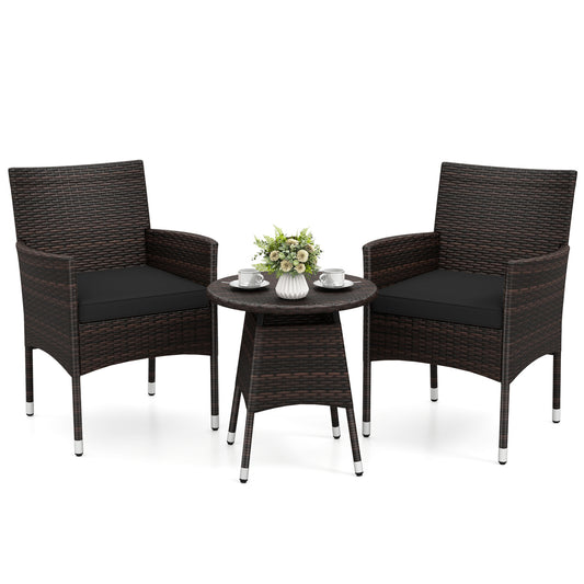 3 Piece Patio Furniture Set, Bistro Set For Porch, Black Patio Conversation Sets Black at Gallery Canada