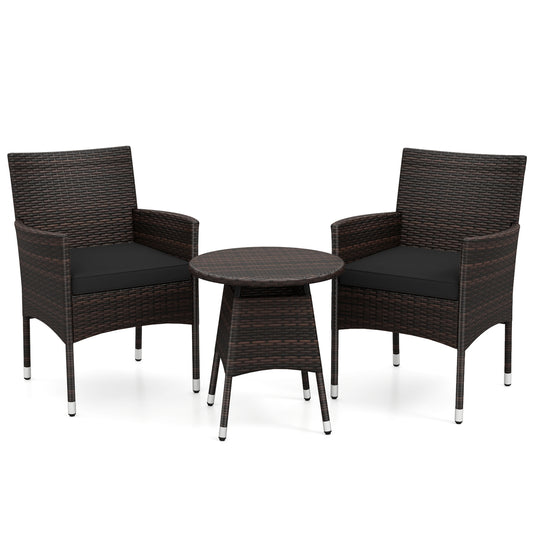 3 Piece Patio Furniture Set, Bistro Set For Porch, Black Patio Conversation Sets Black at Gallery Canada