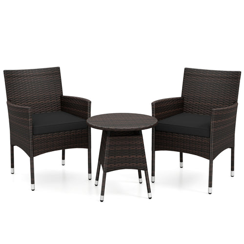 3 Piece Patio Furniture Set, Bistro Set For Porch, Black