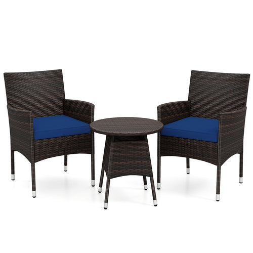 3 Piece Patio Furniture Set, Bistro Set, Navy