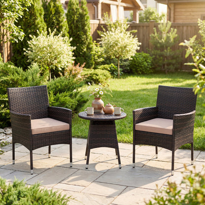 3 Piece Patio Furniture Set, Bistro Set For Porch, Beige Patio Conversation Sets at Gallery Canada