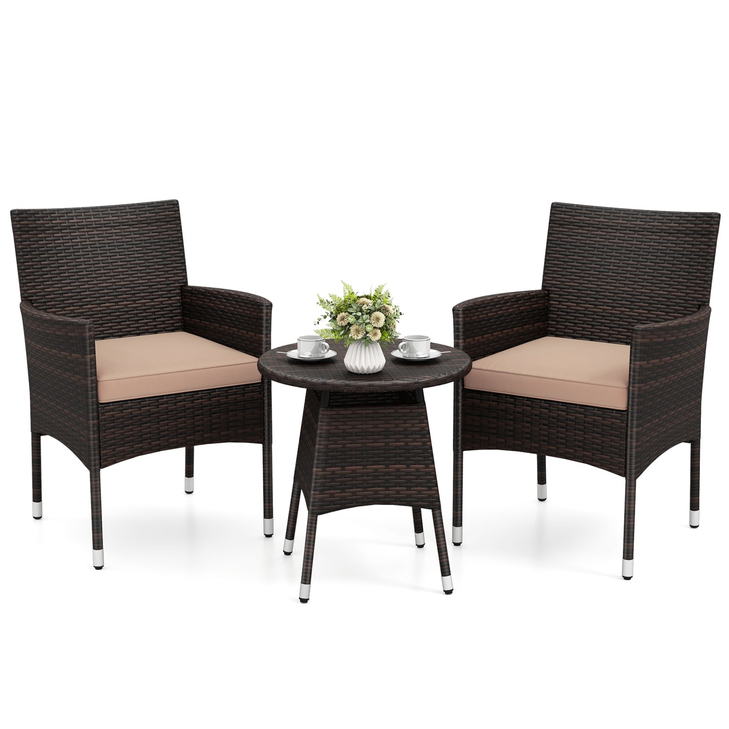 3 Piece Patio Furniture Set, Bistro Set For Porch, Beige Patio Conversation Sets Beige at Gallery Canada