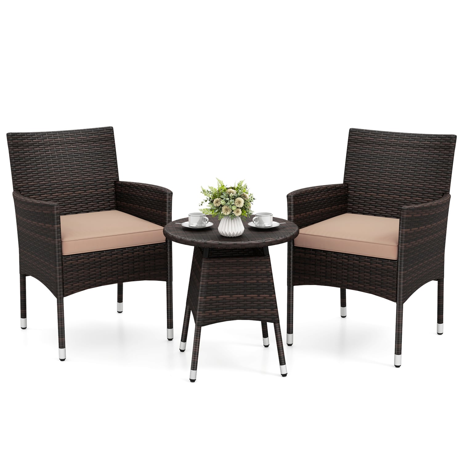 3 Piece Patio Furniture Set, Bistro Set For Porch, Beige Patio Conversation Sets Beige at Gallery Canada