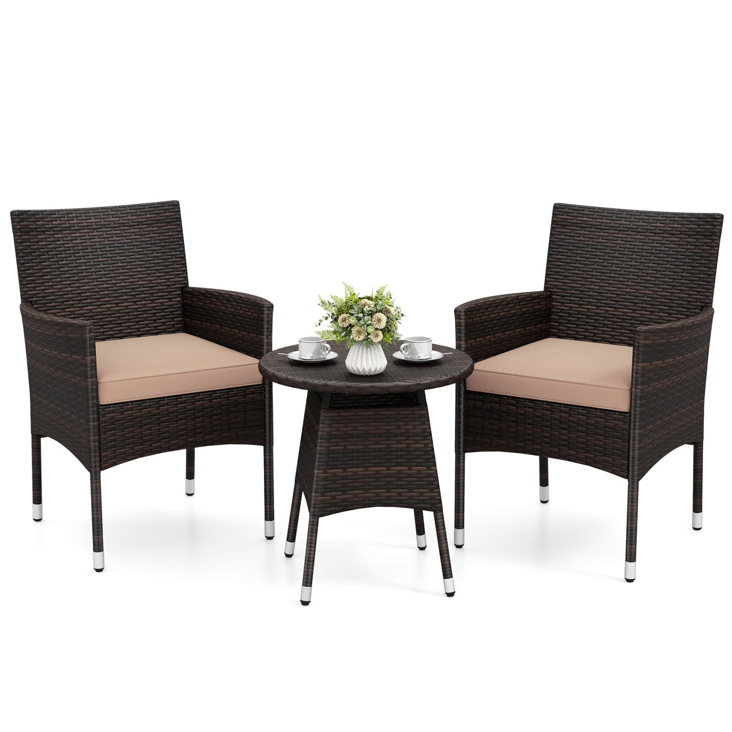 3 Piece Patio Furniture Set, Bistro Set For Porch, Beige Patio Conversation Sets Beige at Gallery Canada