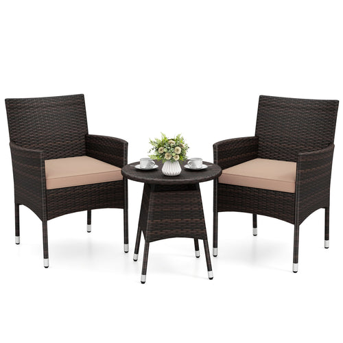 3 Piece Patio Furniture Set, Bistro Set For Porch, Beige