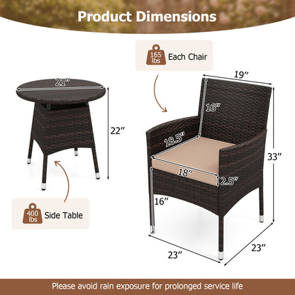 3 Piece Patio Furniture Set, Bistro Set For Porch, Beige Patio Conversation Sets at Gallery Canada