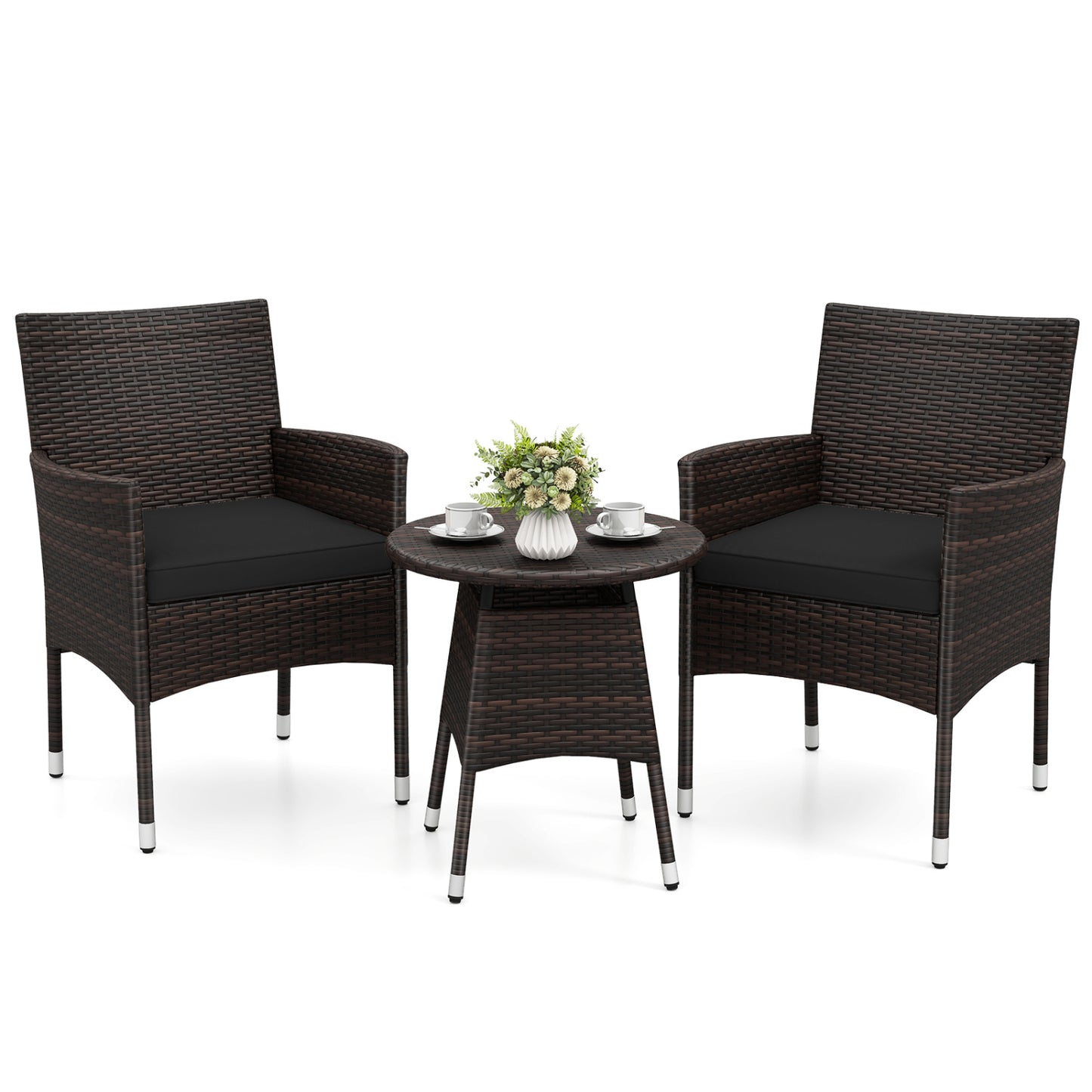 3 Piece Patio Furniture Set, Bistro Set For Porch, Black Patio Conversation Sets Black at Gallery Canada