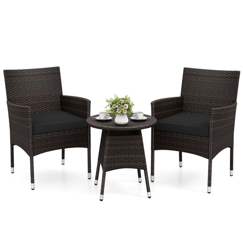 3 Piece Patio Furniture Set, Bistro Set For Porch, Black