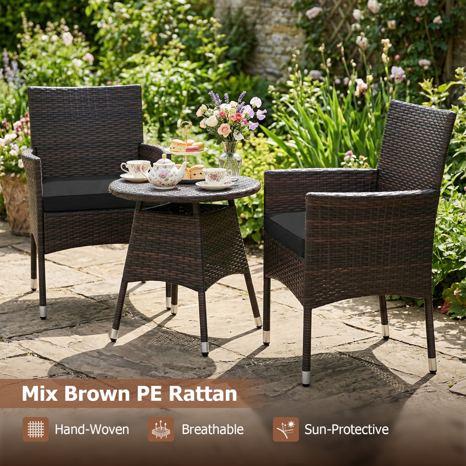 3 Piece Patio Furniture Set, Bistro Set For Porch, Black Patio Conversation Sets at Gallery Canada
