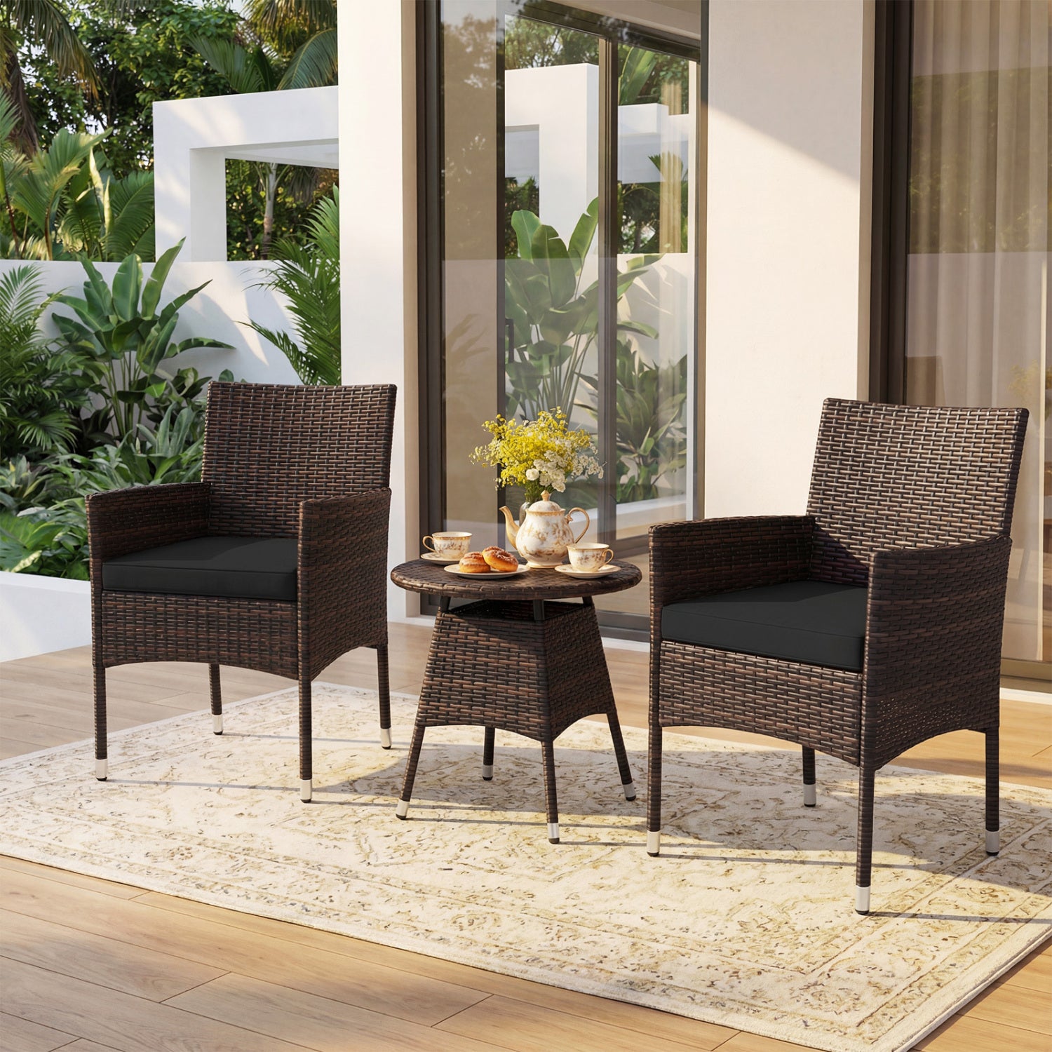 3 Piece Patio Furniture Set, Bistro Set For Porch, Black Patio Conversation Sets at Gallery Canada
