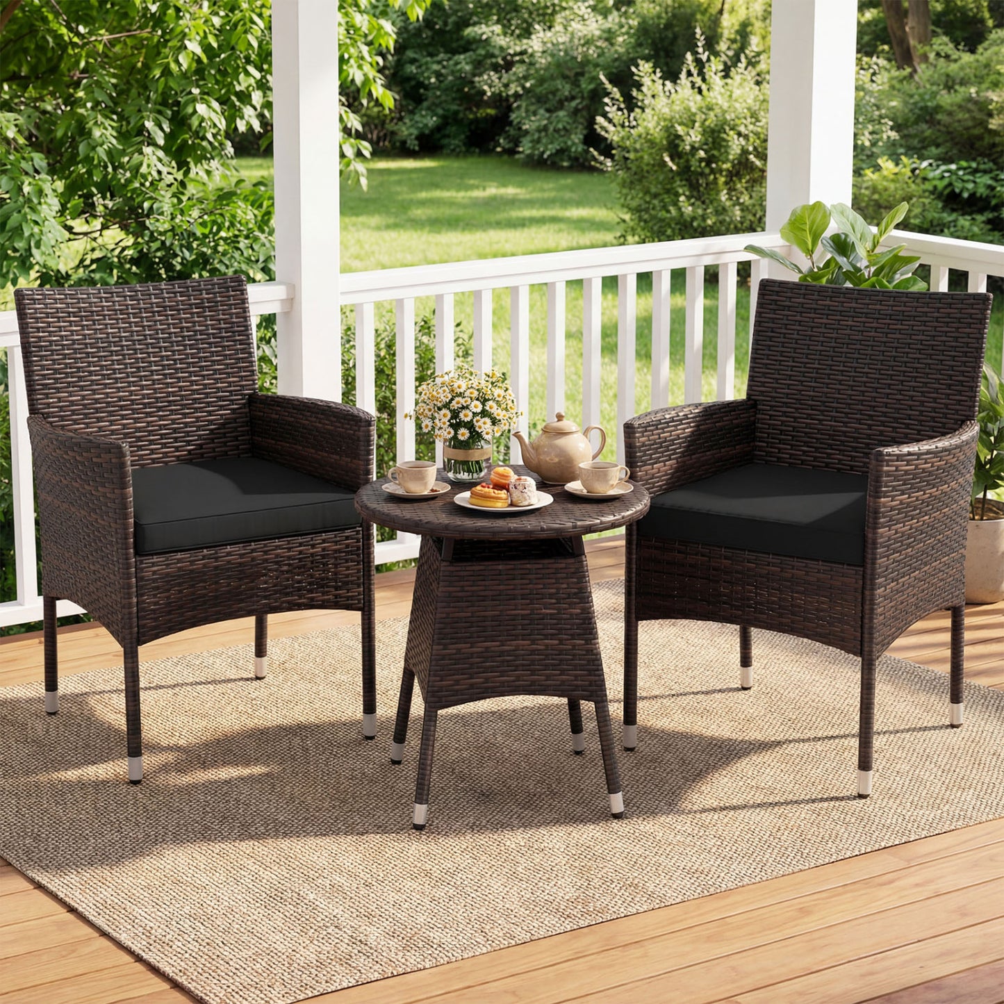 3 Piece Patio Furniture Set, Bistro Set For Porch, Black Patio Conversation Sets at Gallery Canada
