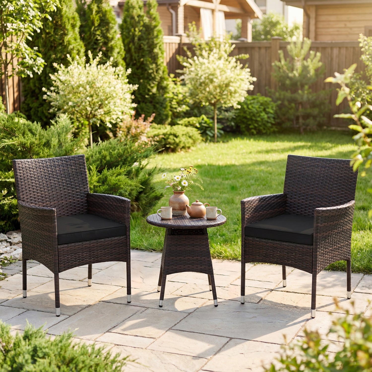 3 Piece Patio Furniture Set, Bistro Set For Porch, Black Patio Conversation Sets at Gallery Canada