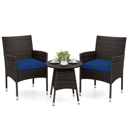 3 Piece Patio Furniture Set, Bistro Set, Navy Patio Conversation Sets Navy at Gallery Canada