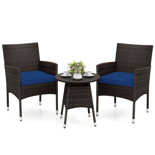 3 Piece Patio Furniture Set, Bistro Set, Navy