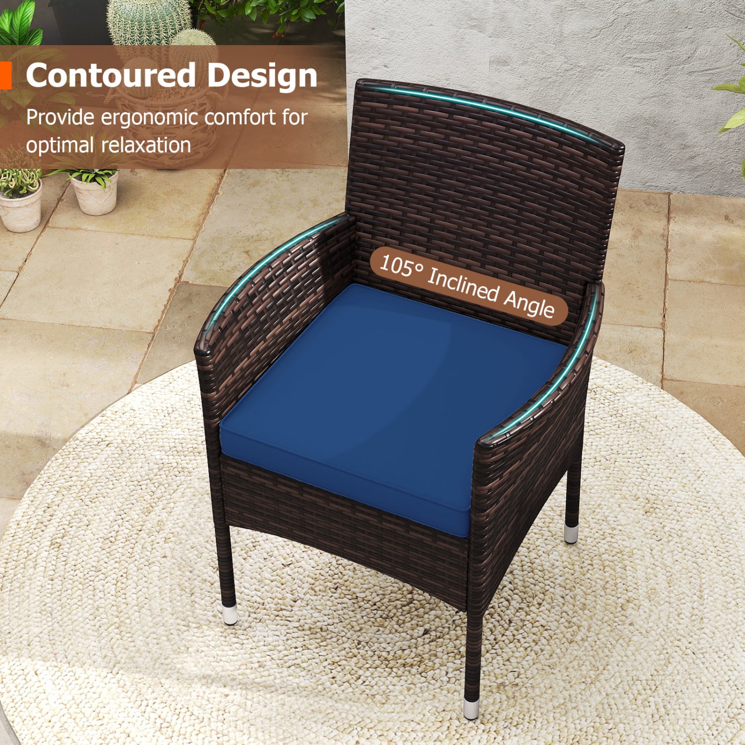 3 Piece Patio Furniture Set, Bistro Set, Navy Patio Conversation Sets at Gallery Canada