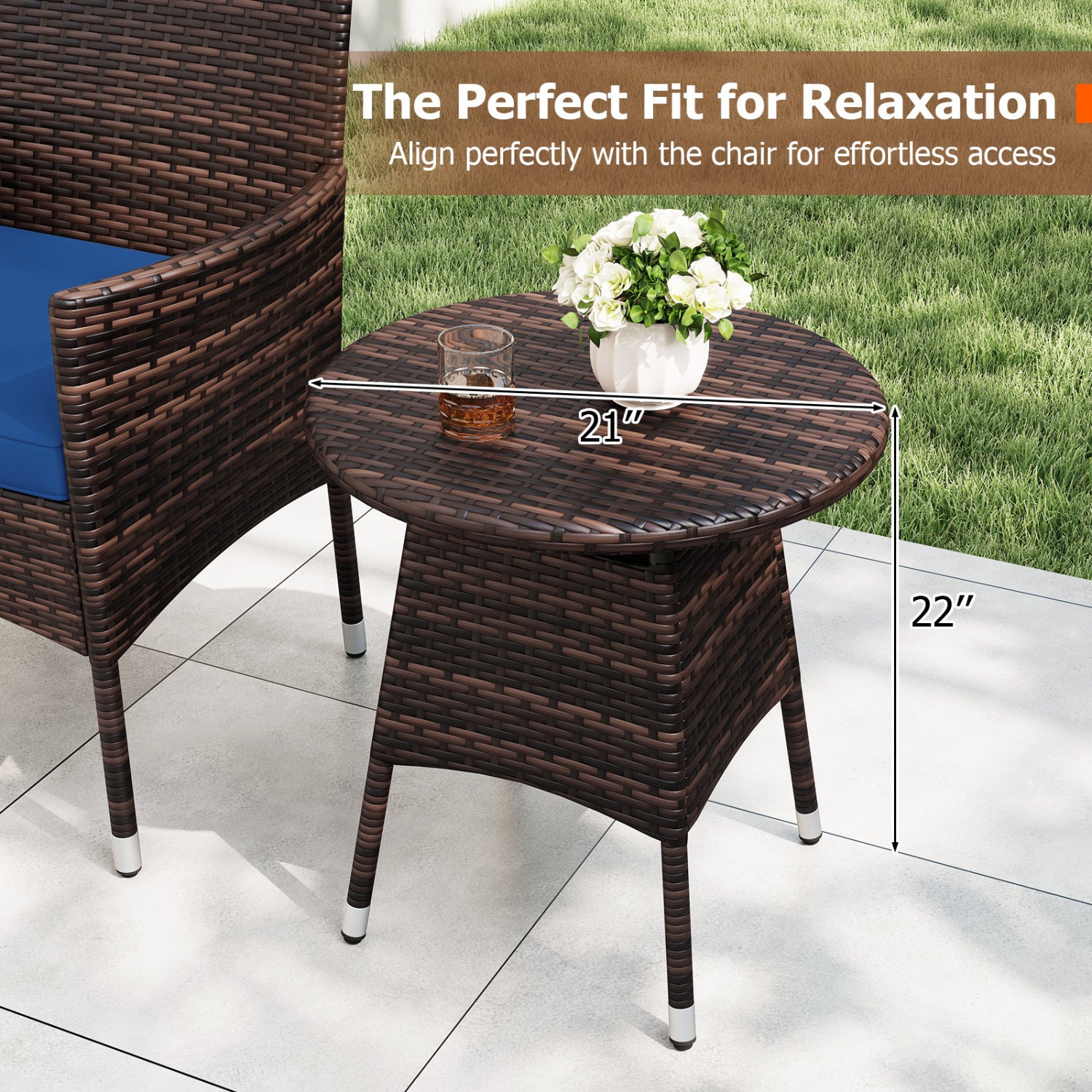 3 Piece Patio Furniture Set, Bistro Set, Navy Patio Conversation Sets at Gallery Canada