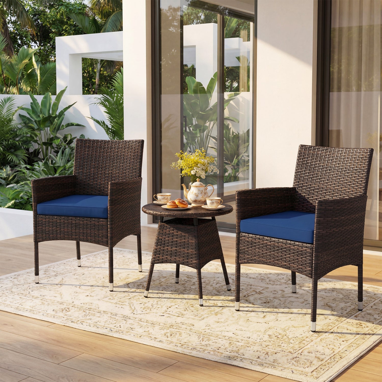 3 Piece Patio Furniture Set, Bistro Set, Navy Patio Conversation Sets at Gallery Canada
