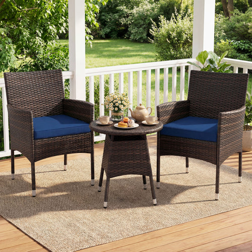 3 Piece Patio Furniture Set, Bistro Set, Navy