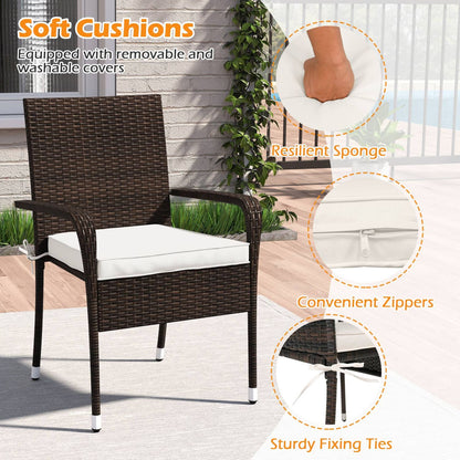 3-Piece Patio Set, PE Rattan Wicker Chairs, Tempered Glass Table, White Patio Conversation Sets at Gallery Canada