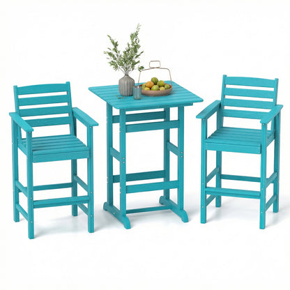 3-Piece Patio Bar Set With Square High-Top Table, Turquoise Patio Furniture Sets Turquoise at Gallery Canada
