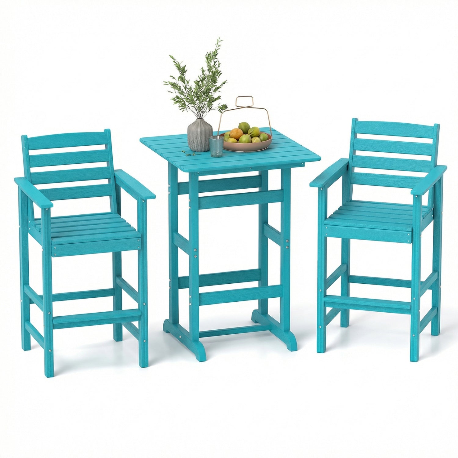 3-Piece Patio Bar Set With Square High-Top Table, Turquoise Patio Furniture Sets at Gallery Canada