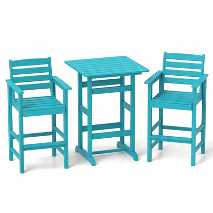 3-Piece Patio Bar Set With Square High-Top Table, Turquoise Patio Furniture Sets at Gallery Canada