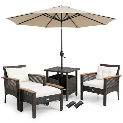 3-Piece Patio Lounge Set, Umbrella & Side Table