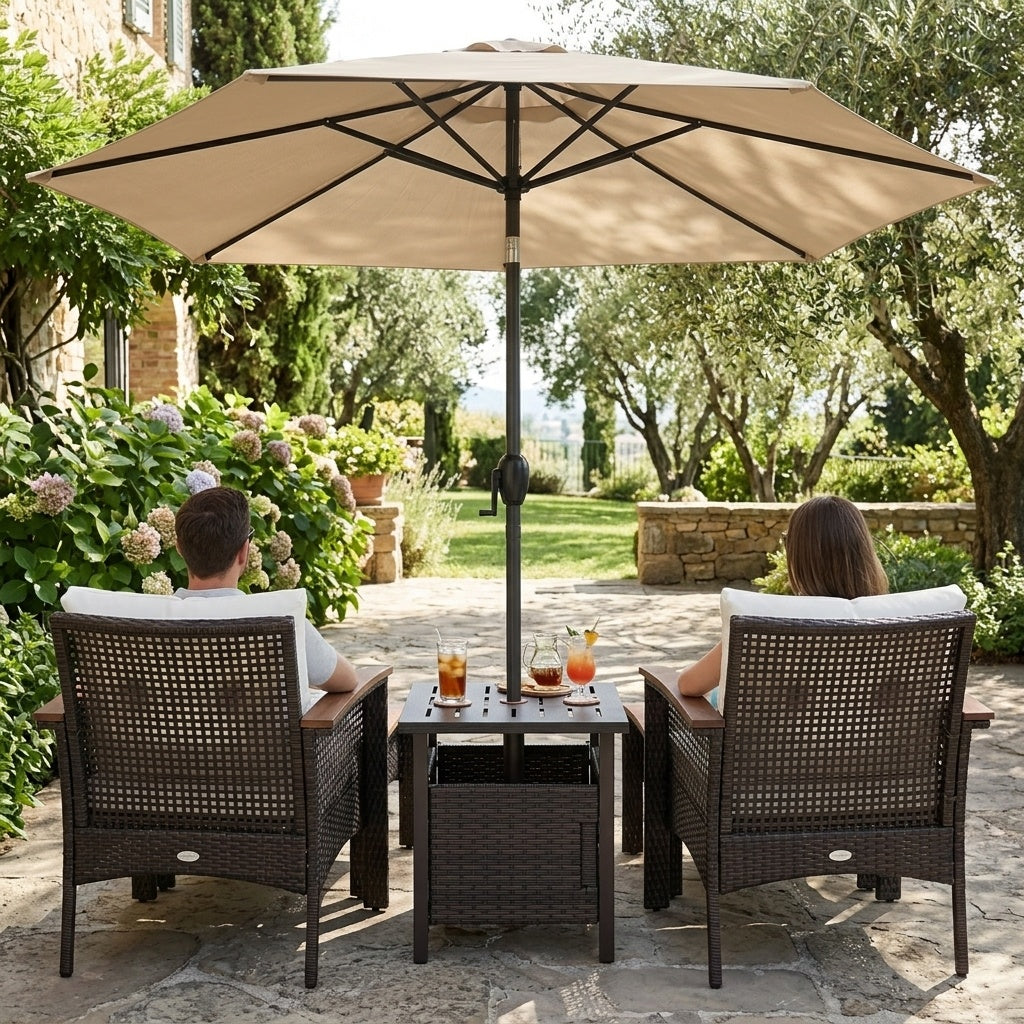3-Piece Patio Lounge Set, Umbrella & Side Table