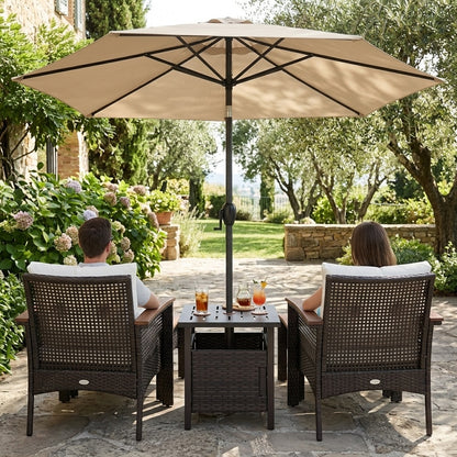 3-Piece Patio Lounge Set, Umbrella & Side Table