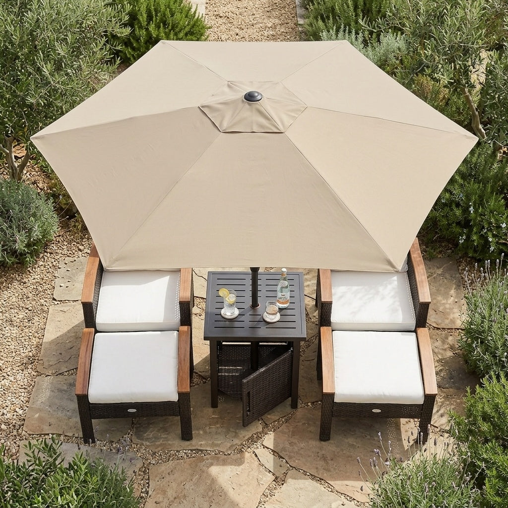 3-Piece Patio Lounge Set, Umbrella & Side Table