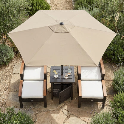 3-Piece Patio Lounge Set, Umbrella & Side Table