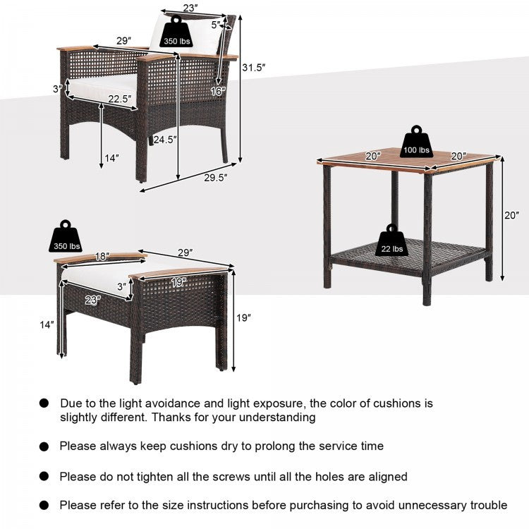 3-Piece Patio Lounge Set, Umbrella & Side Table