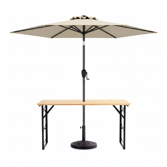 3-Piece Patio Picnic Table Set: Adjustable Wooden Picnic Table + Umbrella + Umbrella Base Picnic Tables Options at Gallery Canada