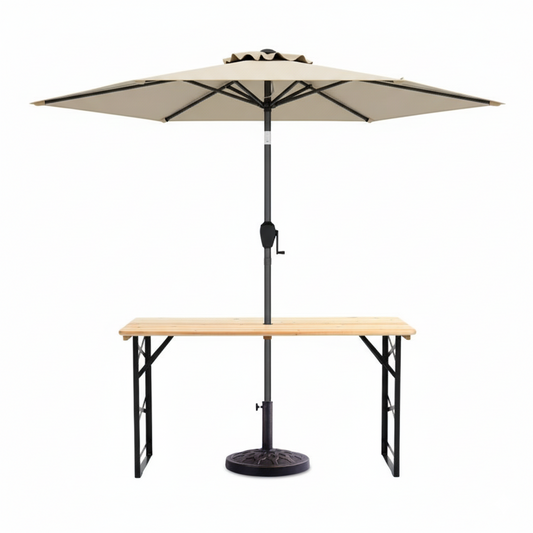 3-Piece Patio Picnic Table Set, Adjustable Wooden Table, Umbrella With Base Picnic Tables Options at Gallery Canada
