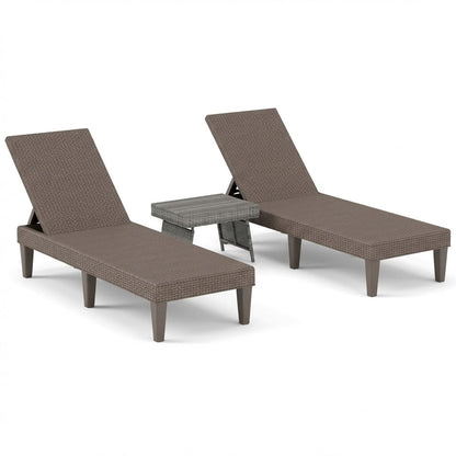 3-Piece Patio Set, 2 Adjustable Lounger Chairs, Rattan Side Table Outdoor Chaise Lounges Options at Gallery Canada