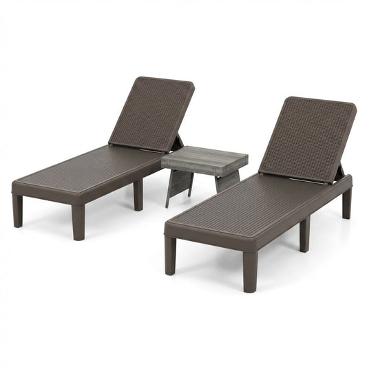 3-Piece Patio Set, 2 Adjustable Lounger Chairs, Rattan Side Table Outdoor Chaise Lounges Options at Gallery Canada