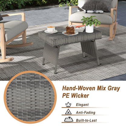 3-Piece Patio Set, 2 Adjustable Lounger Chairs, Rattan Side Table Outdoor Chaise Lounges at Gallery Canada