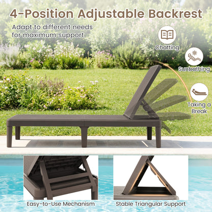 3-Piece Patio Set, 2 Adjustable Lounger Chairs, Rattan Side Table Outdoor Chaise Lounges at Gallery Canada