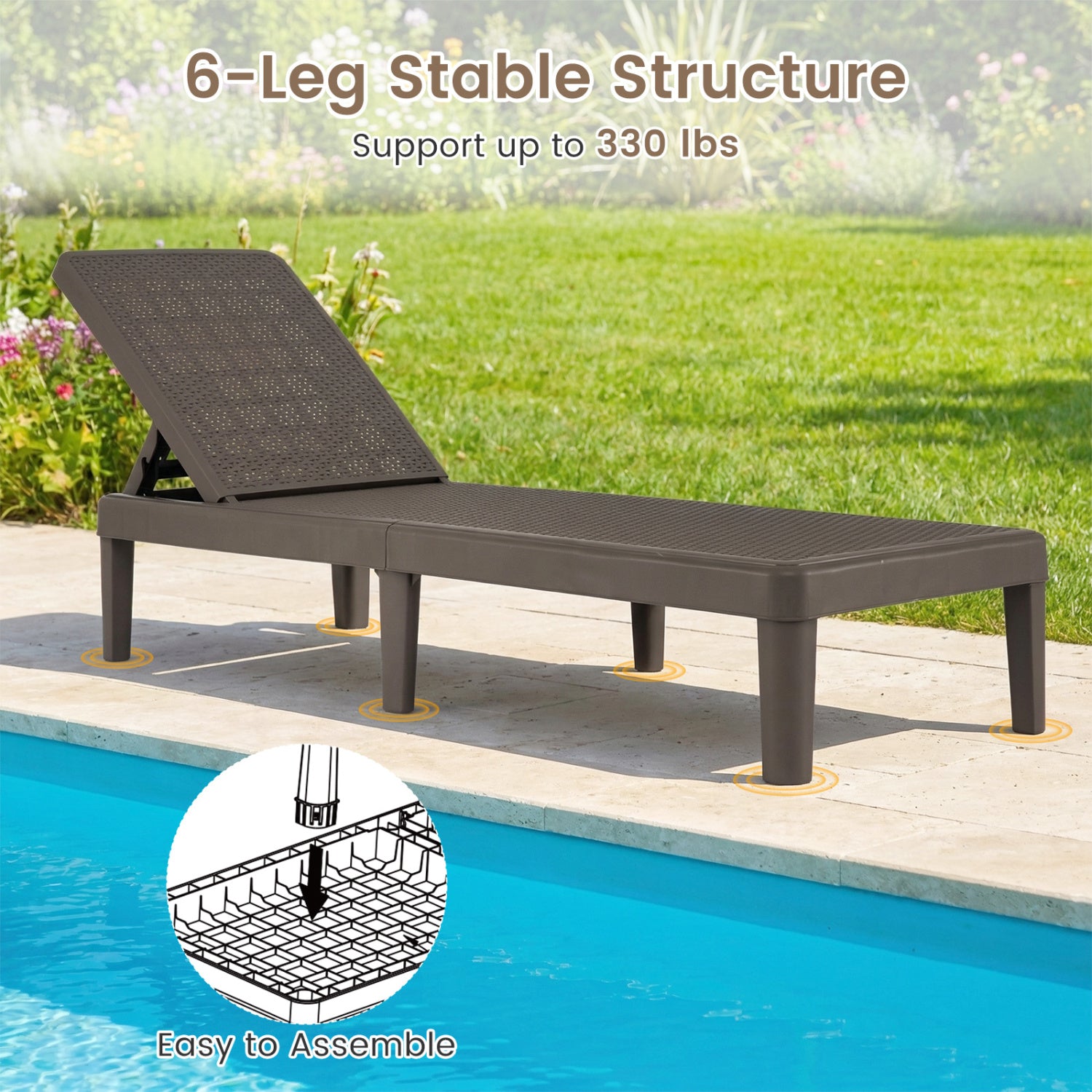 3-Piece Patio Set, 2 Adjustable Lounger Chairs, Rattan Side Table Outdoor Chaise Lounges at Gallery Canada