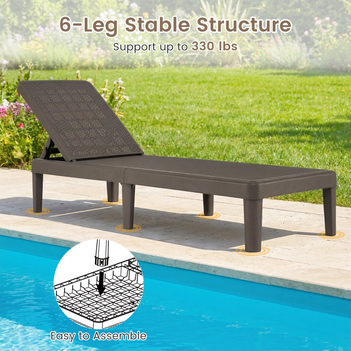 3-Piece Patio Set, 2 Adjustable Lounger Chairs, Rattan Side Table Outdoor Chaise Lounges at Gallery Canada