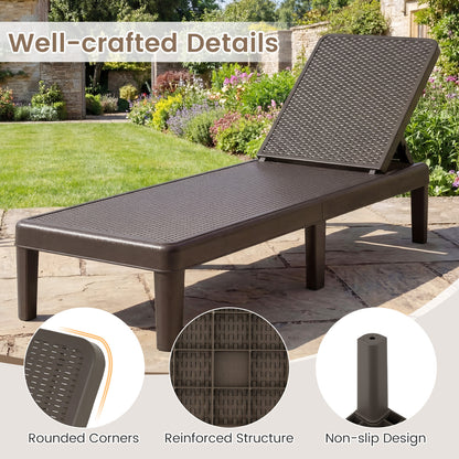 3-Piece Patio Set, 2 Adjustable Lounger Chairs, Rattan Side Table Outdoor Chaise Lounges at Gallery Canada