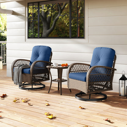 3-Piece Patio Swivel Rocker Set, Navy Patio Rocking Chairs & Gliders at Gallery Canada
