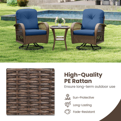 3-Piece Patio Swivel Rocker Set, Navy Patio Rocking Chairs & Gliders at Gallery Canada