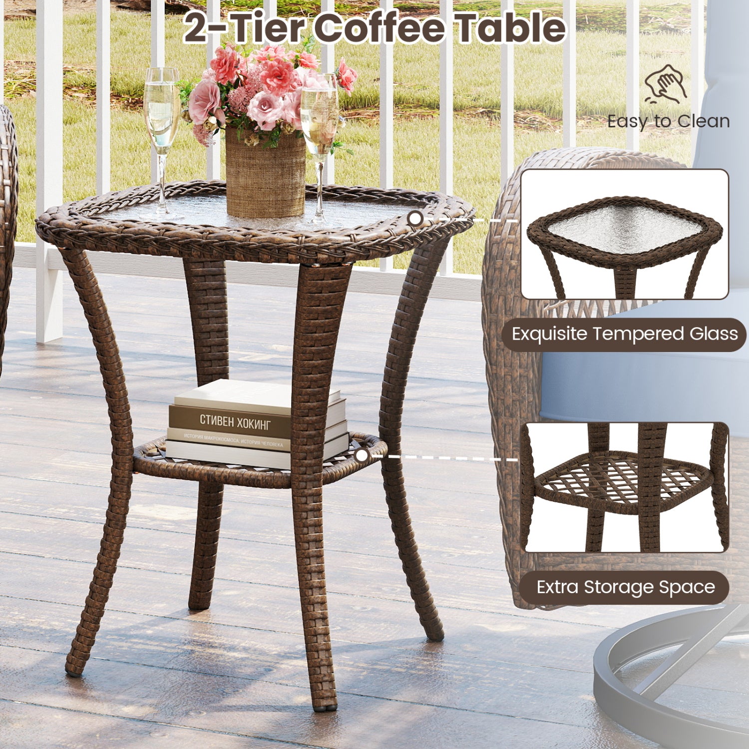 3-Piece Patio Swivel Rocker Set, Navy Patio Rocking Chairs & Gliders at Gallery Canada