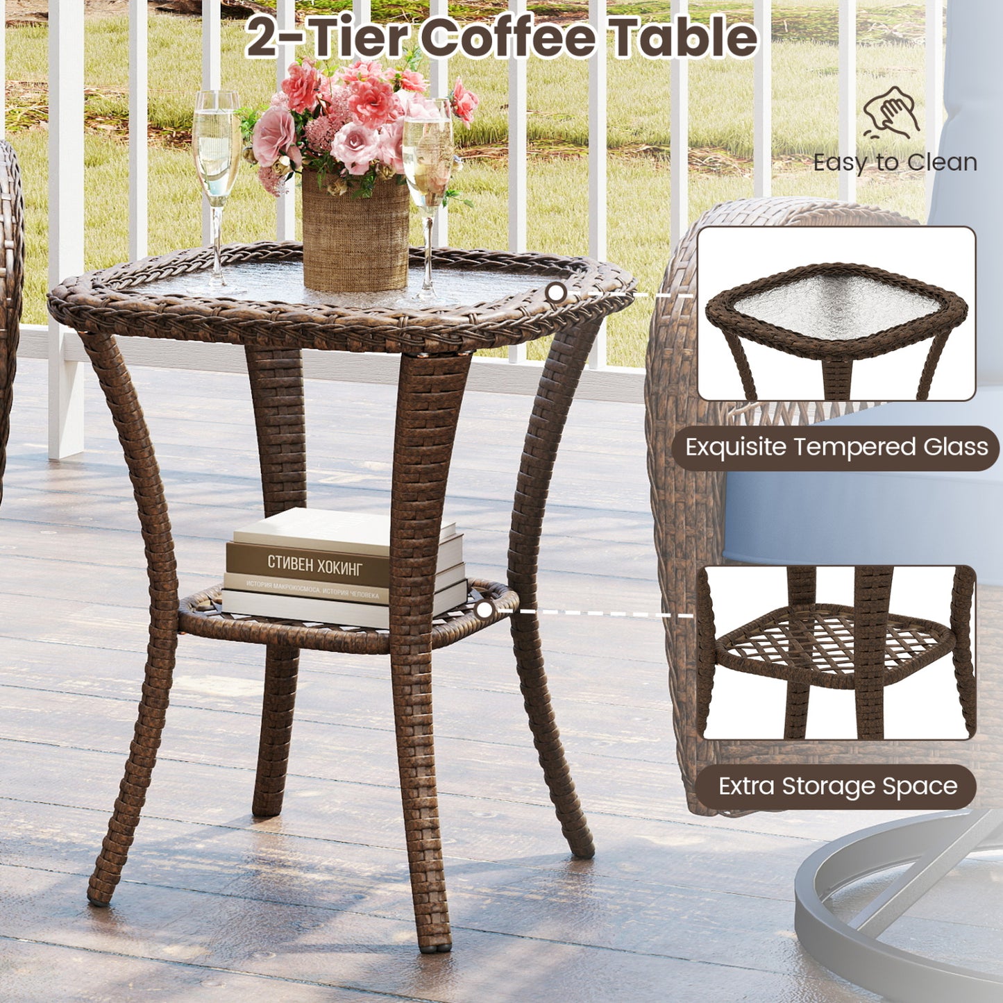 3-Piece Patio Swivel Rocker Set, Navy Patio Rocking Chairs & Gliders at Gallery Canada