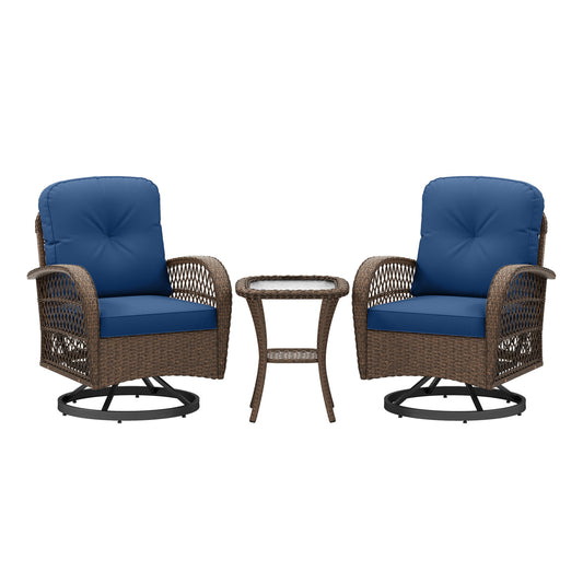 3-Piece Patio Swivel Rocker Set, Navy Patio Rocking Chairs & Gliders Navy at Gallery Canada